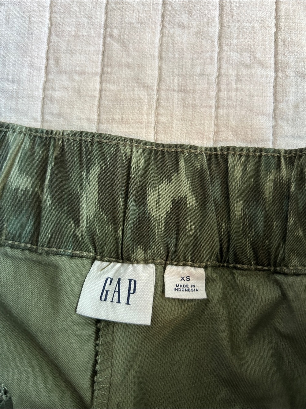 Gap green leopard print khaki cotton, easy wide leg pants XS - Picture 5 of 13